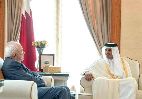 دیدار ظریف با امیر قطر در دوحه