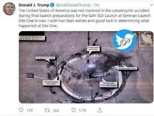 ترامپ: در عدم‌موفقیت ماهواره ایران نقشی نداشتیم