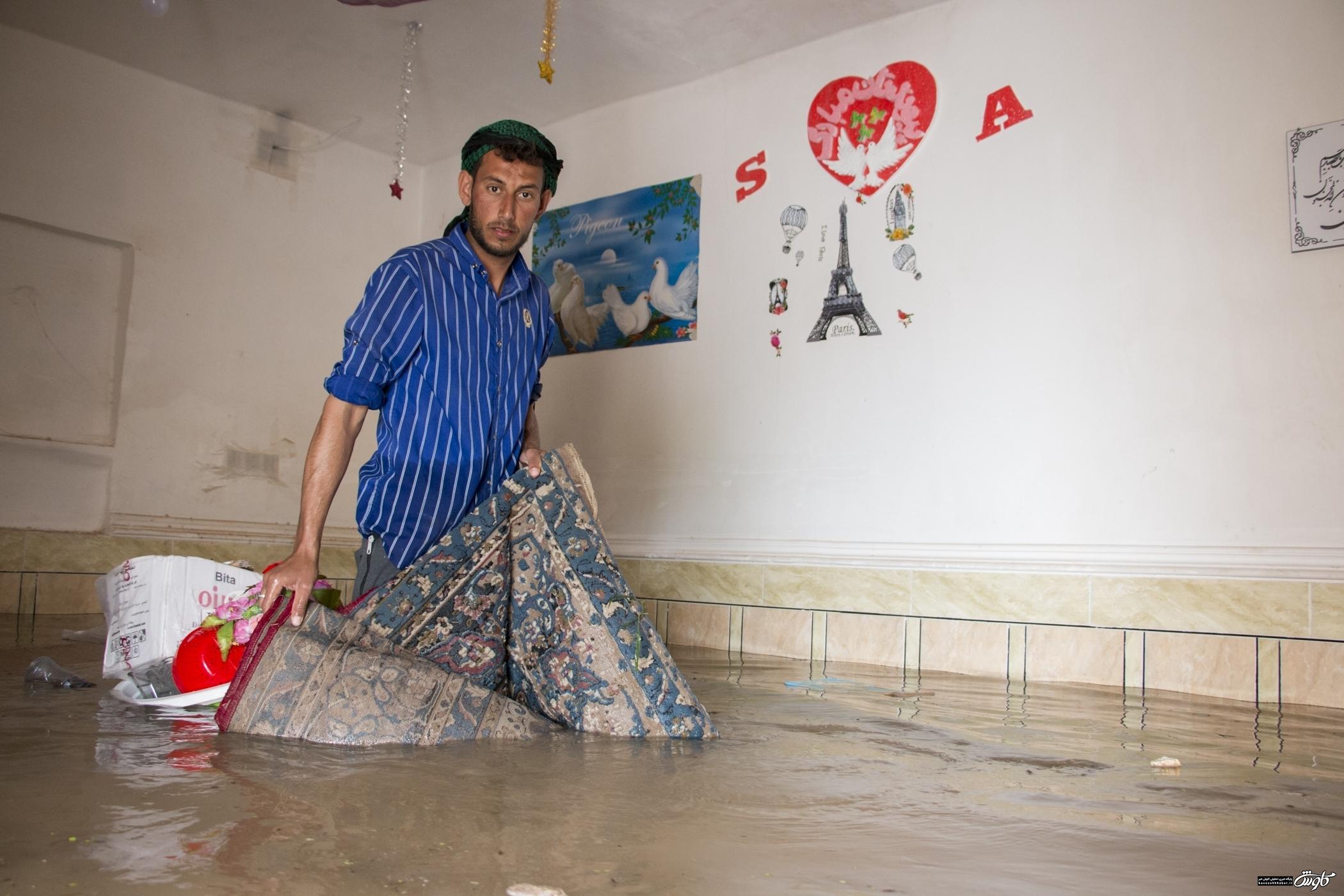 تراژدی سیل در بامدژ اهواز/ مزارع و خانه ها زیر آب رفت