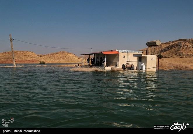 زیر آب رفتن دو روستای مسجدسلیمان در اثر آبگیری سد گتوند
