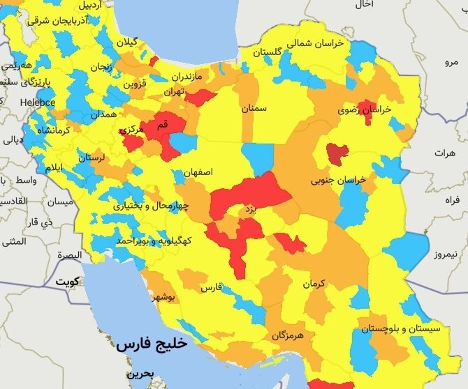 نقشه کرونایی خوزستان زرد شد/ 15 شهرستان در وضعیت زرد