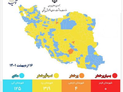 خوزستان در وضعیت زرد و آبی کرونا