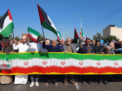 تجمع مردم اهواز در حمایت از اقدام سپاه پاسداران و مردم فلسطین